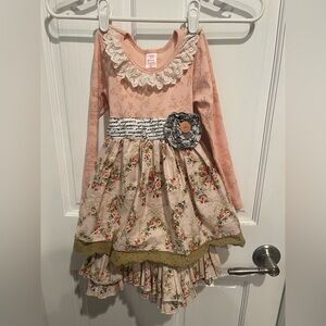 Giggle Moon Pink and Cream Floral Dress